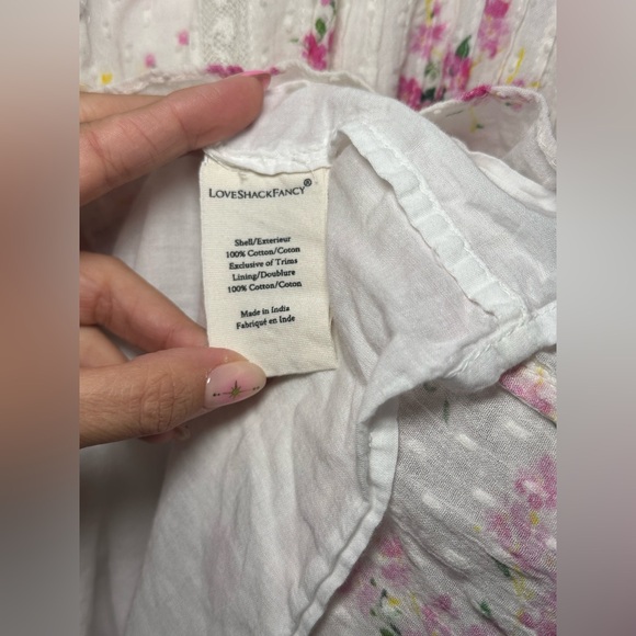 Loveshackfancy Smocked Keelin Floral White/Magenta Mini Women Dress Size M - Picture 11 of 15